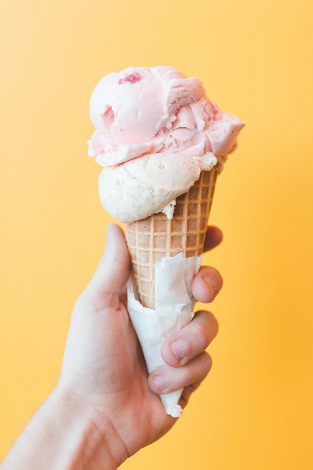Hand-scooped ice cream cone